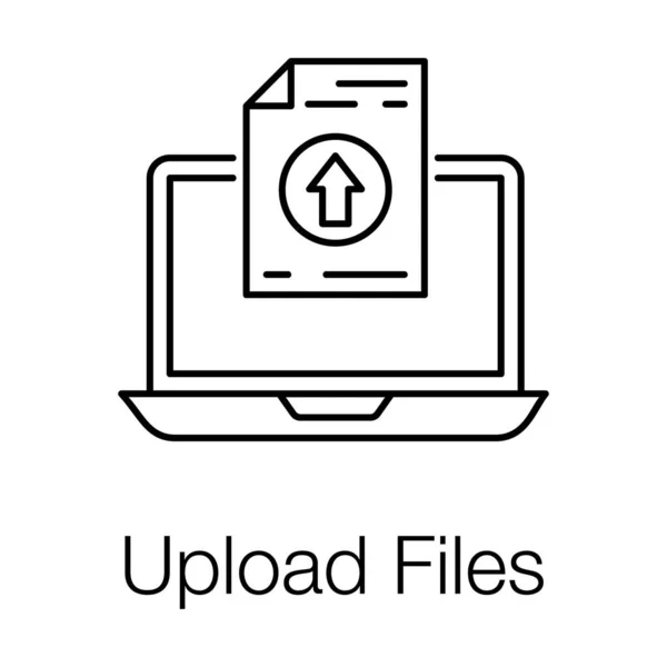 Стрелка Вверх Бумаге Ноутбуком Загрузить Значок Файла — стоковый вектор