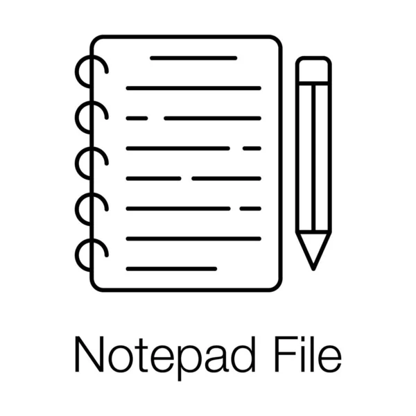 Notizblock Mit Bleistift Notizblock Datei Zeilensymboldesign — Stockvektor