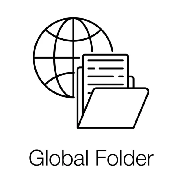 Documento Con Globo Icono Carpeta Global — Vector de stock