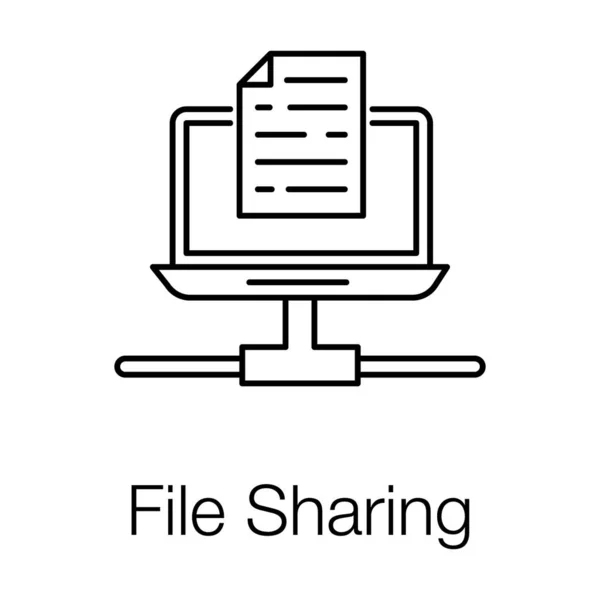 Condivisione Dell Icona Del File Stile Vettoriale Linea — Vettoriale Stock