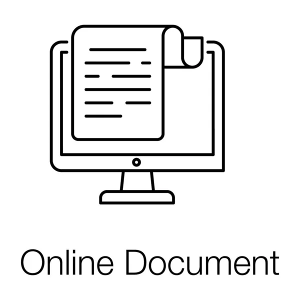 Skládané Papíry Monitorem Iont Line Dokumentu — Stockový vektor