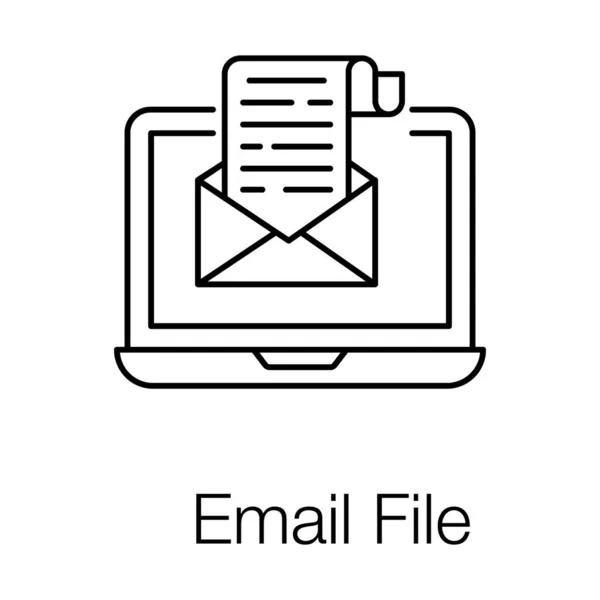 Posta Zarfında Dizüstü Bilgisayar Posta Dosyası Simgesi — Stok Vektör