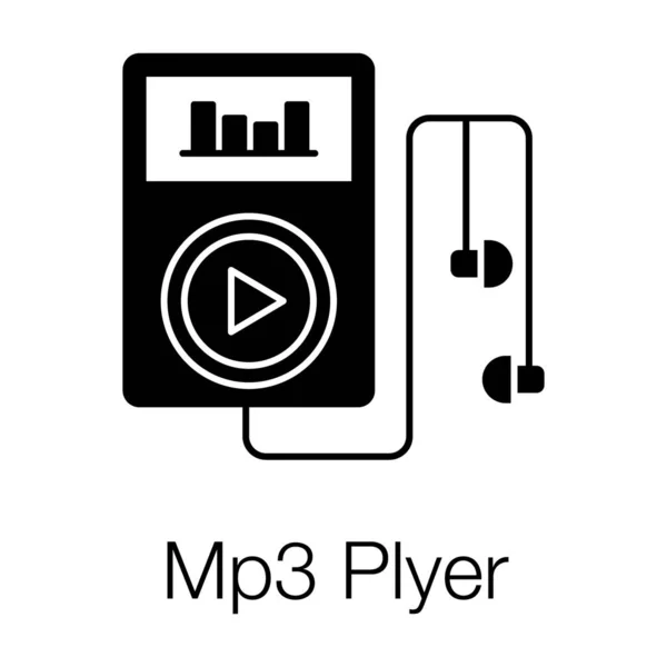 Mp3 Player Solid Design Vector Glyph Icon — Stock Vector