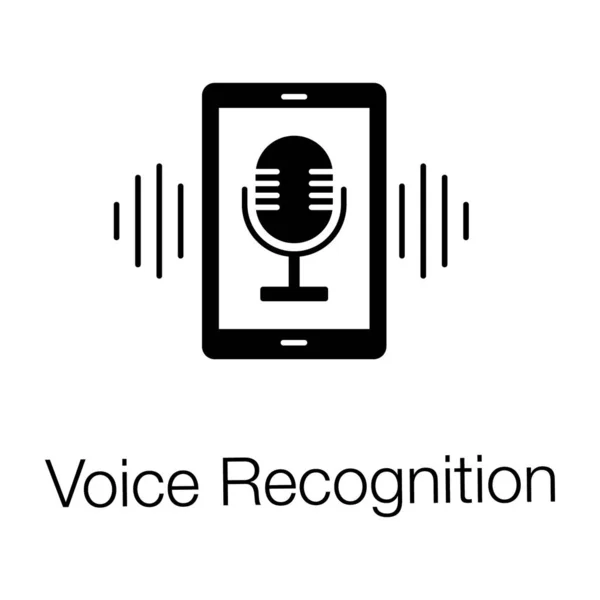 Sólido Icono Editable Reconocimiento Voz — Archivo Imágenes Vectoriales