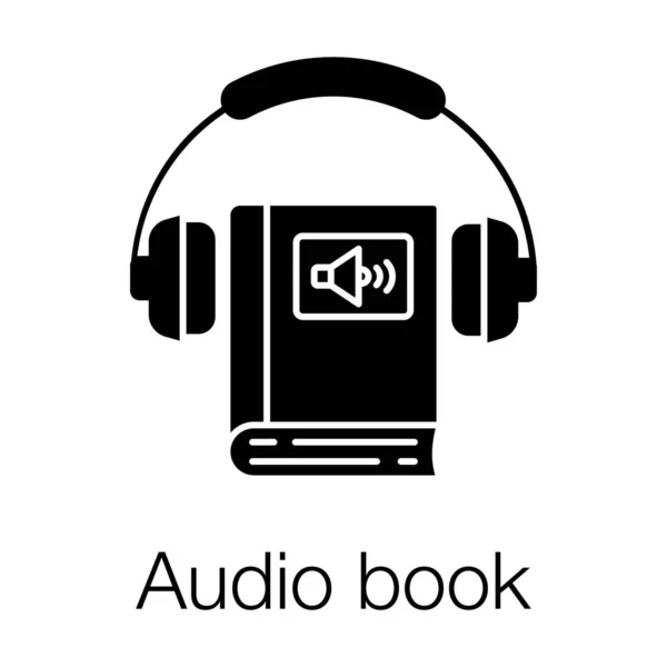 Diseño Iconos Libro Audio Vector Sólido — Archivo Imágenes Vectoriales