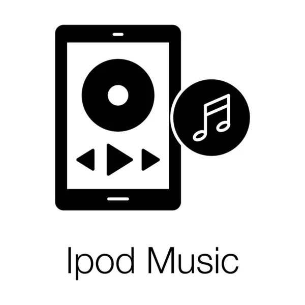 Ein Tragbarer Ipod Musikplayer Glyphen Design — Stockvektor