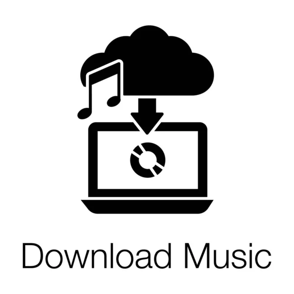 Ikone Des Downloads Von Musik Solidem Vektor — Stockvektor