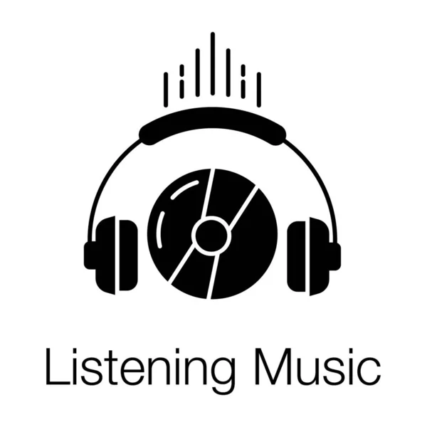 Ascolto Musica Solida Progettazione Vettoriale — Vettoriale Stock