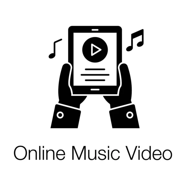 Video Musical Línea Diseño Sólido — Vector de stock