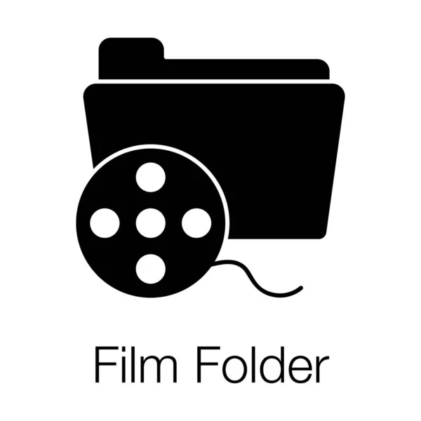 Ikona Folderu Filmowego Edytowalnym Stylu — Wektor stockowy