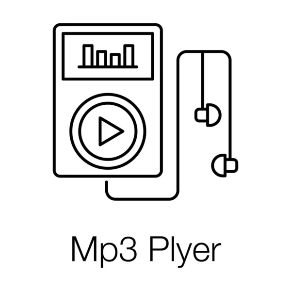 Lecteur Mp3 Vecteur Conception Ligne Icône Ligne — Image vectorielle