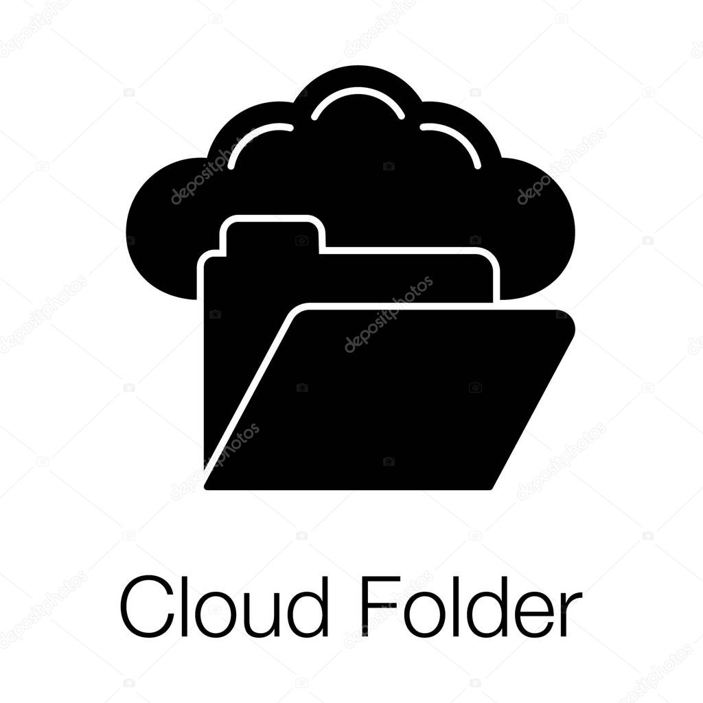 Document with cloud, cloud folder icon, editable vector.