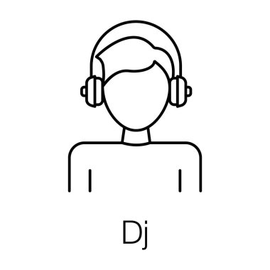 Moda çizgi vektöründe DJ simgesi tasarımı 