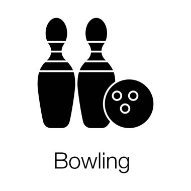 Bowling oyunu simgesi olarak glyph vektör tasarımı.