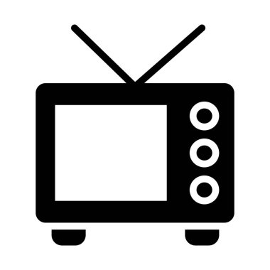Retro tv simgesi vektör tasarımı dolu