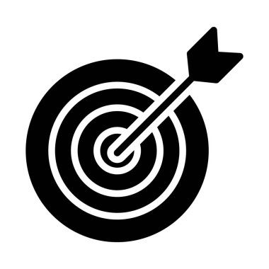 Beyaz arka planda yalıtılmış dolgulu tasarımdaki hedef simgesi.