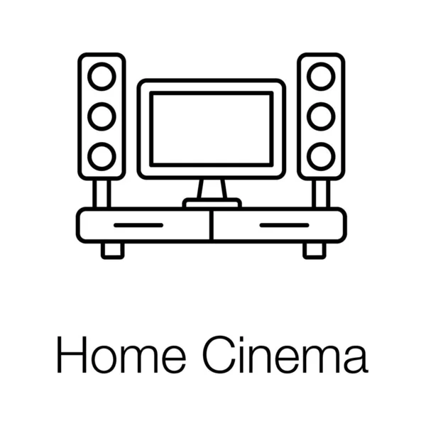 Icono Del Cine Casa Línea Diseño — Archivo Imágenes Vectoriales