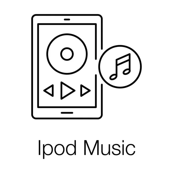 Ein Tragbarer Ipod Musikspieler Liniendesign — Stockvektor