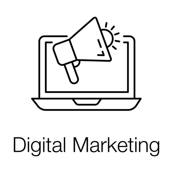 Megáfono Dentro Del Ordenador Portátil Que Muestra Marketing Digital — Vector de stock