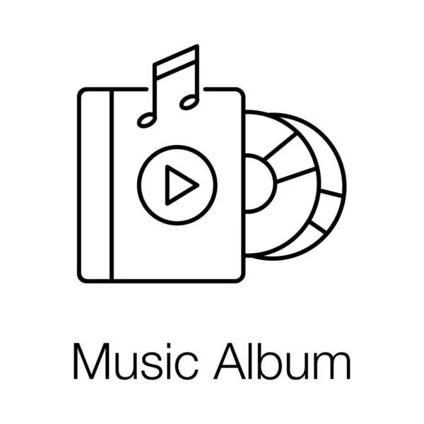 Vetor Álbum Música Design Linha — Vetor de Stock