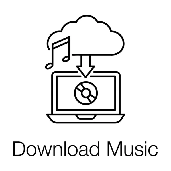 Ikona Muzyki Pobrania Wektorze Liniowym — Wektor stockowy