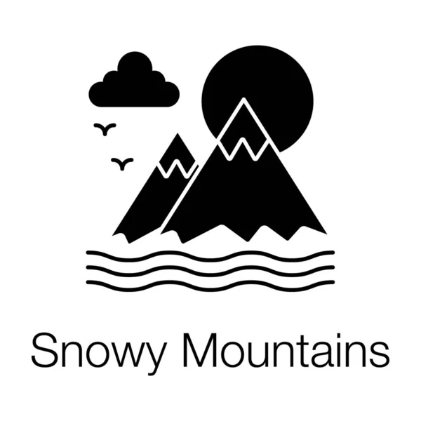 Дизайн Сніжної Гірської Ікони Гора Вкрита Снігом Вектор Гліфів — стоковий вектор