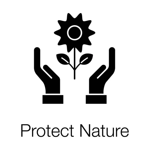 Mãos Segurando Flor Proteger Natureza Design Vetor — Vetor de Stock
