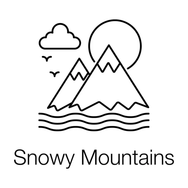 Дизайн Сніжної Гірської Ікони Гора Вкрита Снігом Лінійний Вектор — стоковий вектор
