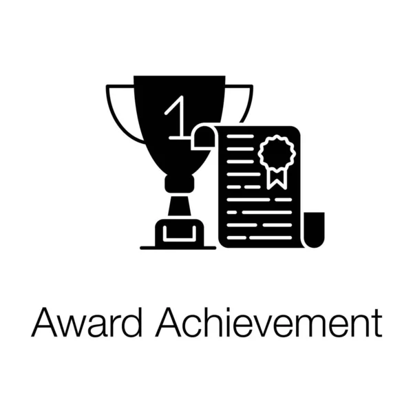Trofeum Ikoną Papierową Certyfikat Nagrody Edytowalny Wektor — Wektor stockowy