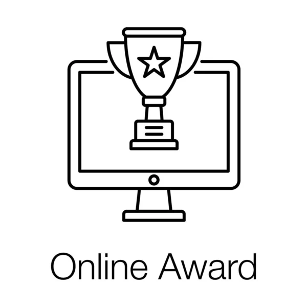 Icono Premio Línea Diseño Línea Trofeo Ganador — Vector de stock