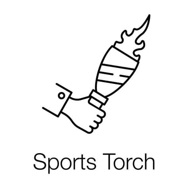 Vintage Torch Icon Line Vector Design Sportovní Pochodeň — Stockový vektor