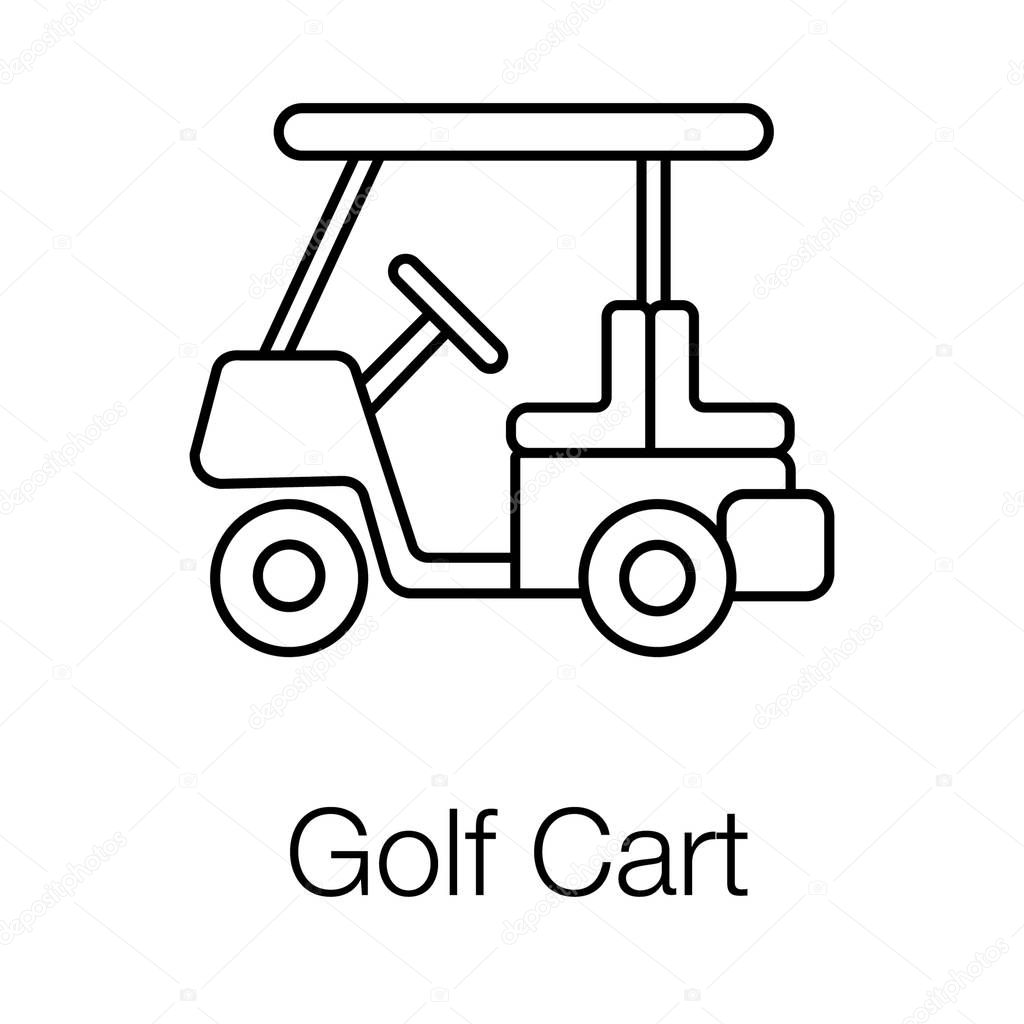 Icon of golf cart in line vector 