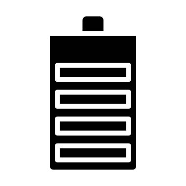 Şarj seviyesi, tam şarjlı akünün katı simge tasarımı