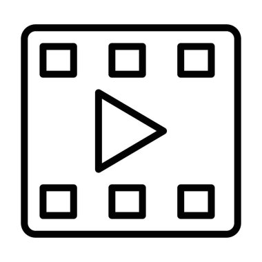 Çevrimiçi çokluortam, video oynatıcı vektör tasarımının satır simgesi 