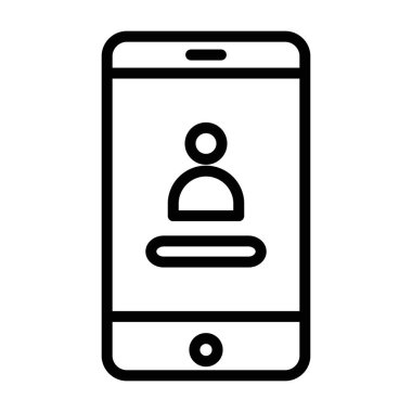 Kullanıcı giriş arayüzüne sahip el bilgisayarı, mobil giriş vektör tasarımının satır simgesi 