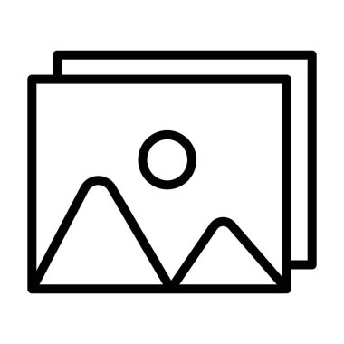 Peyzaj resmi hareketi, foto vektör tasarımının çizgi simgesi 