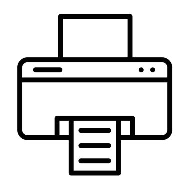 Yazdırma makinesi, donanım simgesi çizgi tasarımı.