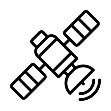 Uzay çanağı konsepti, uydu teknolojisi çizgi simgesi 