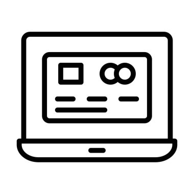 Bilgisayarın içindeki ATM kartı çevrimiçi ödeme vektörü kavramını gösteriyor 