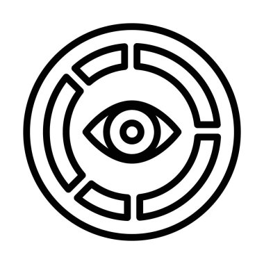 Veri analizi konsepti, pasta grafiği izleme, veri göz tasarımı çizgi simgesi 