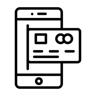 Elektronik bankacılık, dijital ödeme ikonunun satır vektör tasarımı.