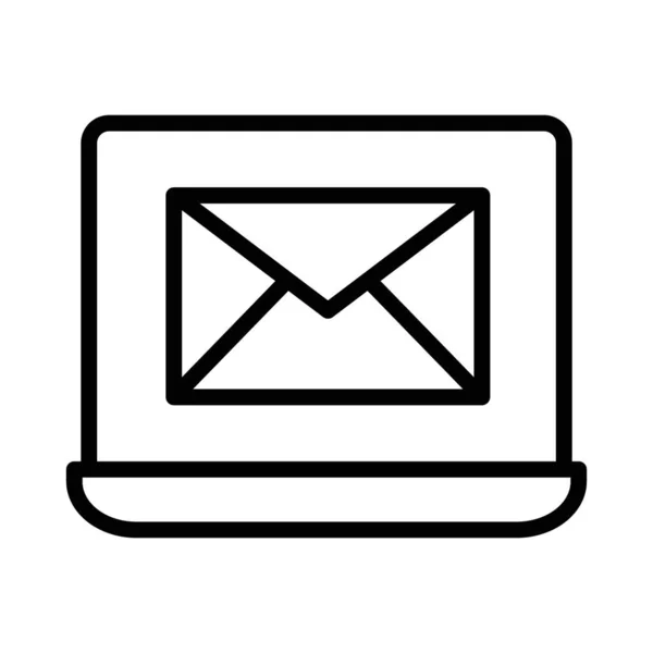Envelope Mail Dentro Tela Laptop Design Vetor Linha —  Vetores de Stock