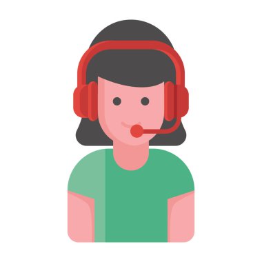 Çağrı merkezi servis konsepti, çevrimiçi destek, düz tasarım simgesi 