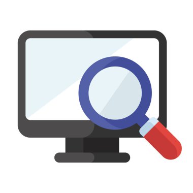 Sistem konseptini bul, bilgisayar arama vektörü tasarımının düz simgesi 