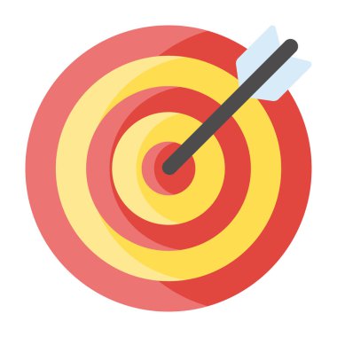 Düz dizaynlı hedef simgesi beyaz arkaplanda izole edildi.