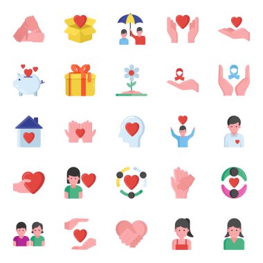 Sevgi Desteği Düz Simgeleri Paketi 