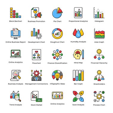 Veri Analytics düz vektörel çizimler paketi 