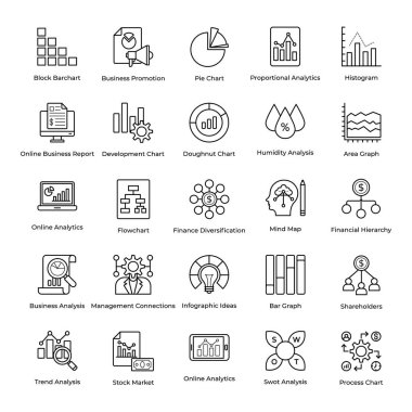 Veri Analizi Çizgi Vektörleri Paketi 