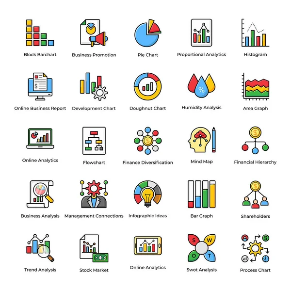 Análisis Datos Paquete Vectores Planos — Archivo Imágenes Vectoriales