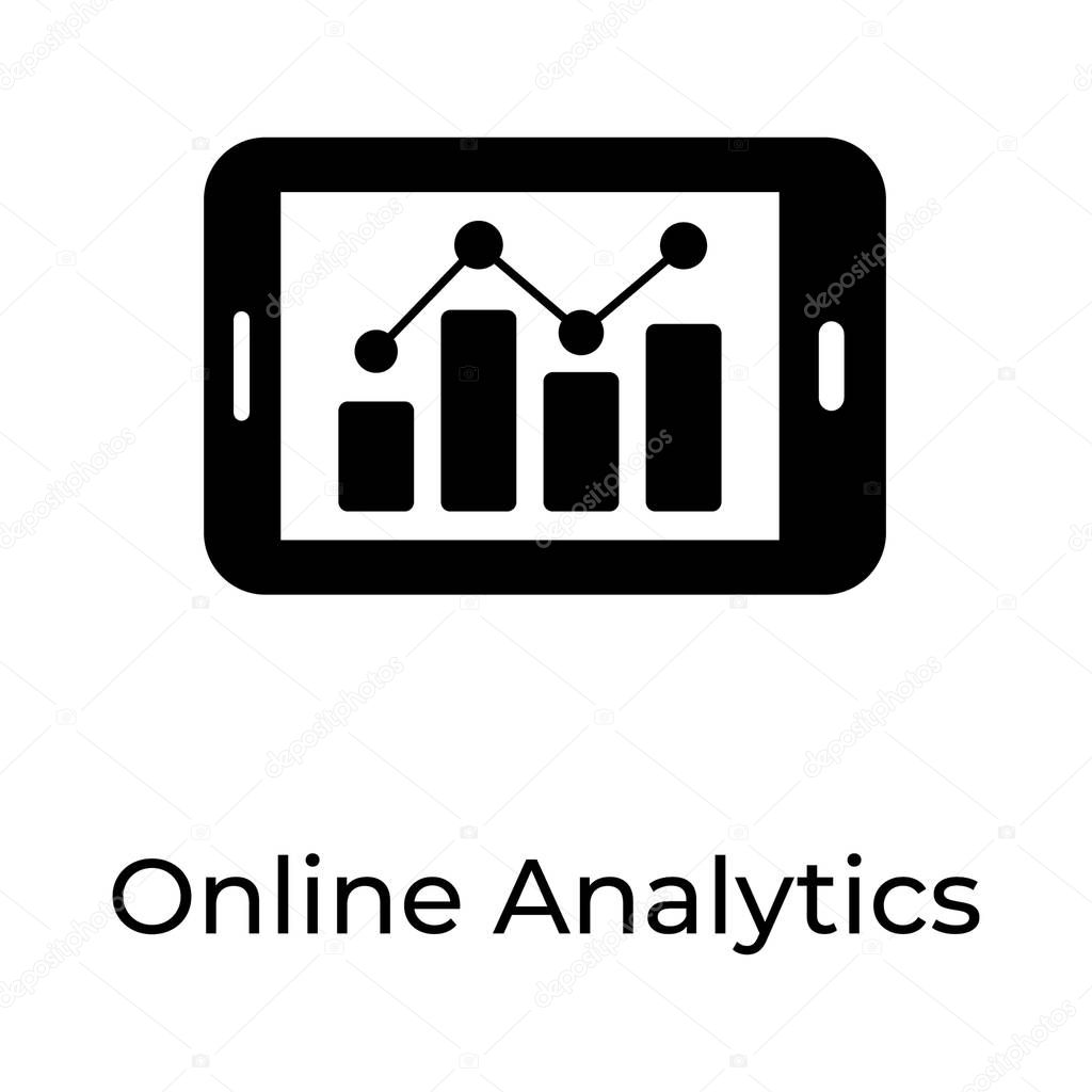 Trend chart inside mobile, online analytics vector 